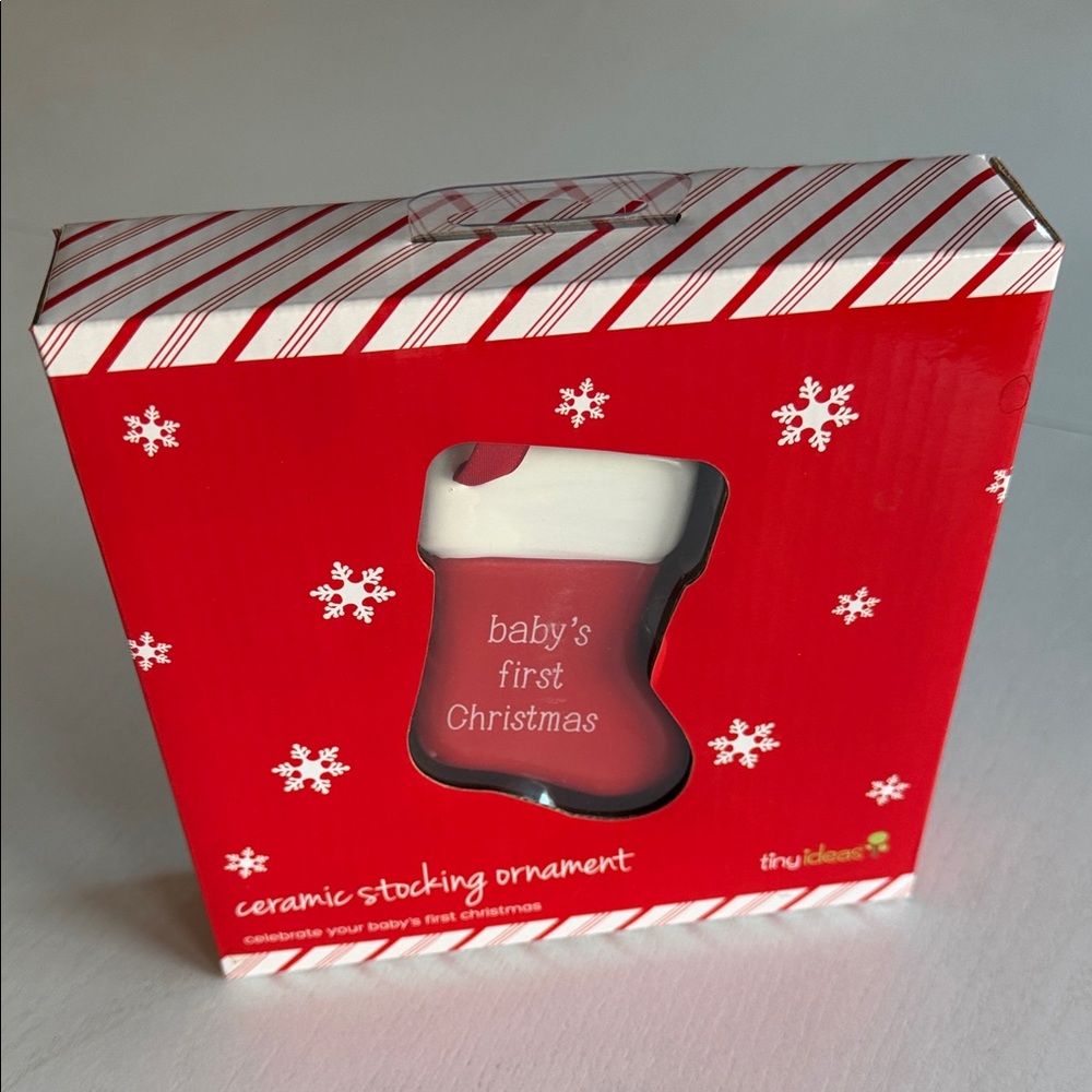 Tiny Ideas Red Ceramic Stocking Ornament - Picture 2 of 3